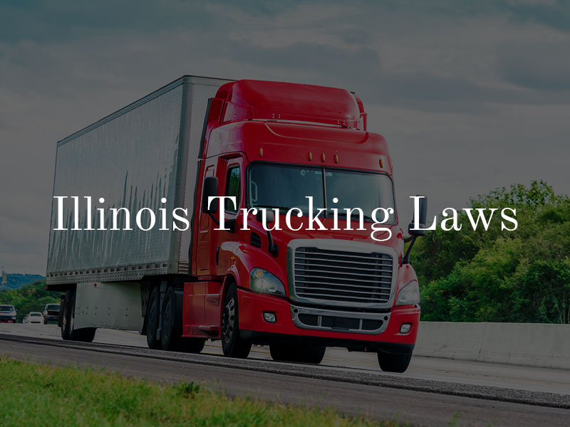 Red semi truck driving on Chicago roadway