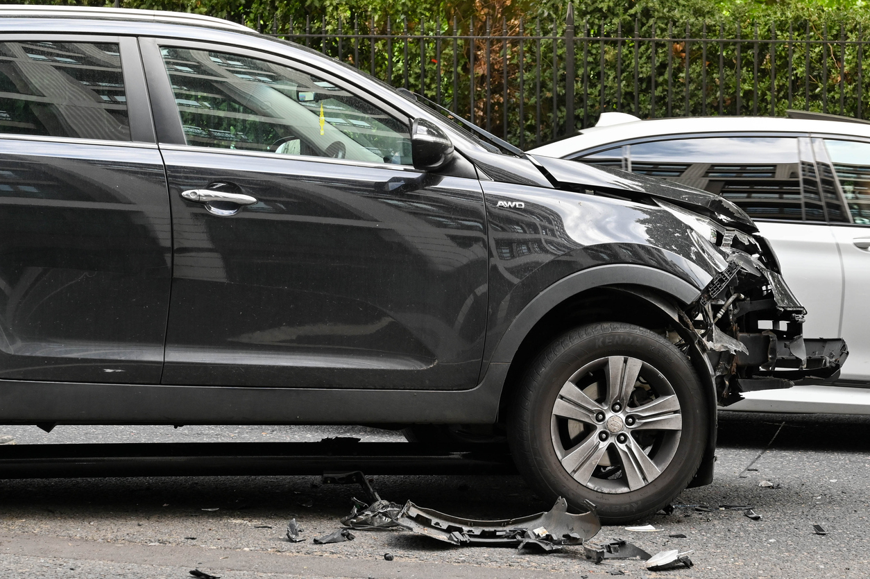 Damaged car after an accident. Joliet car accident attorney