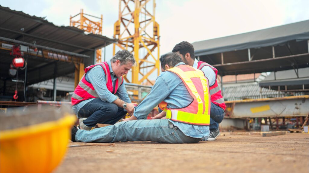 Chicago Construction Accident Lawyer - A worker on a construction site was injured when a piece of iron fell on leg